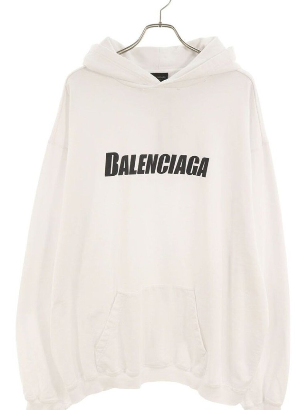 Balenciaga Front Logo Distressed Pullover Hoodie